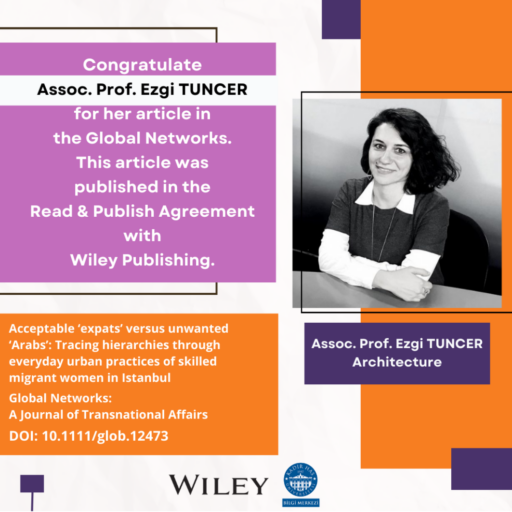 Ezgi Tuncer’in Makalesi Wiley Publishing Read and Publish Anlaşması Kapsamında Açık Erişim Olarak Yayınlandı!