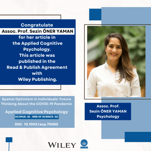 Sezin Öner Yaman’ın Açık Erişim Makalesi Wiley Yayınevi Read and Publish Anlaşması Kapsamında Yayınlandı